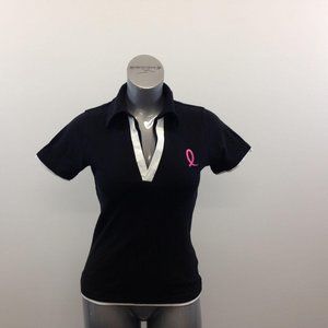 MyPink Women's V Neck Pique Polo Shirt Size Large